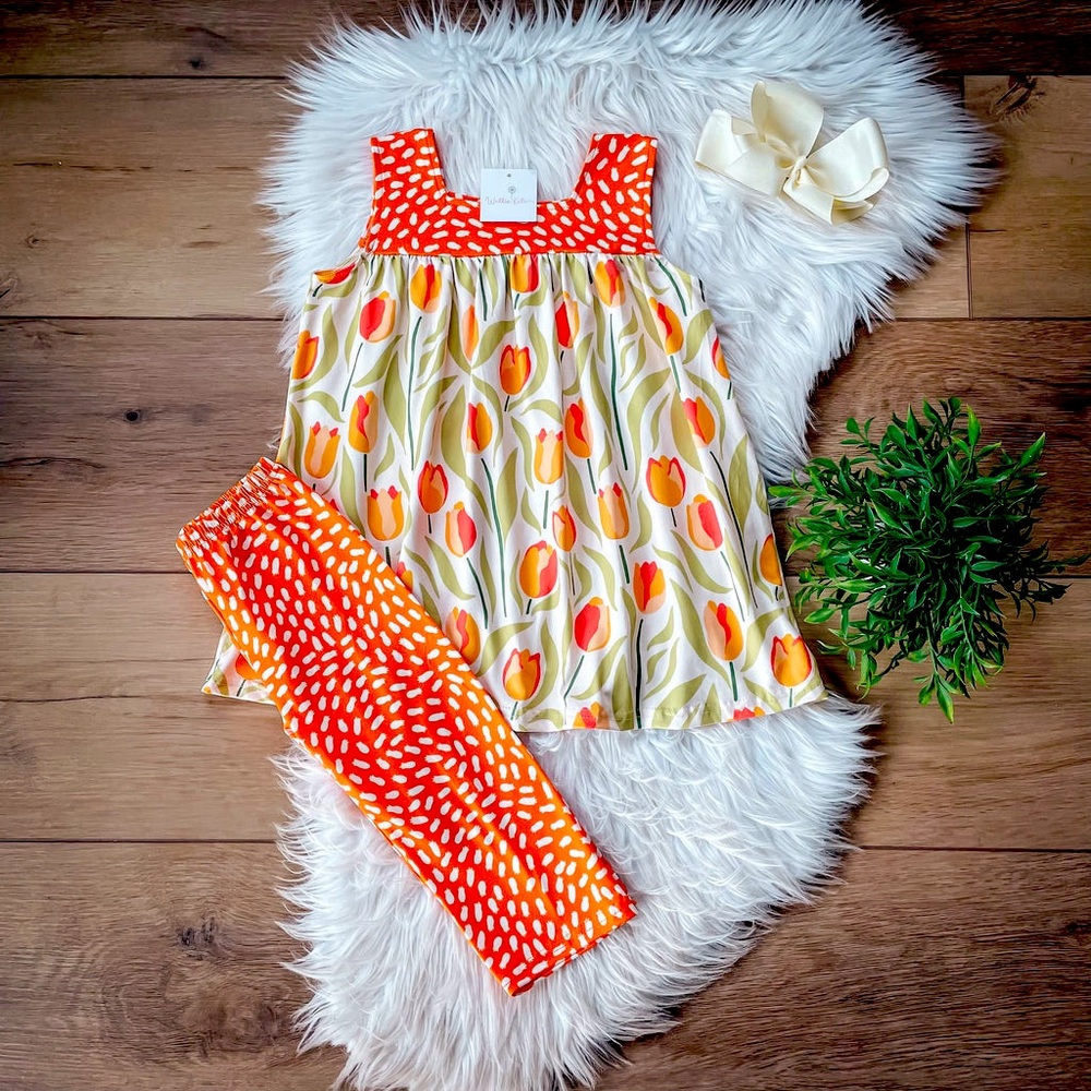 Orange Tulip Capri Set